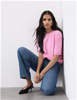 Pure Cashmere Textured Crew Neck Knitted Top