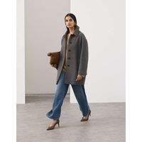Autograph Longline Car Coat with Wool Grey Mix