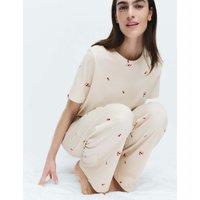 M&S Pure Cotton Printed Pyjama Set Ivory Mix