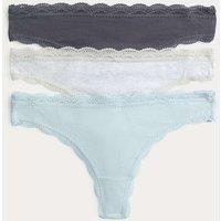 M&S 3pk Cotton Rich Thongs Grey Mix