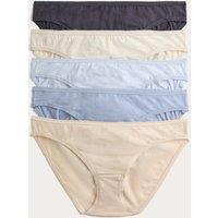 M&S 5pk Cotton Lycra Bikini Knickers Blue Mix