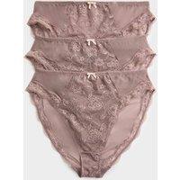 M&S 3pk Jasmine Lace High Waisted High Leg Knickers Praline
