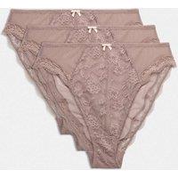 M&S 3pk Jasmine Lace High Waisted High Leg Knickers Praline