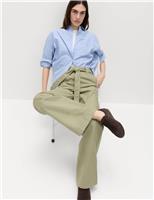 M&S Pure Cotton Belted Straight Leg Trousers Calico