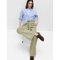 M&S Pure Cotton Belted Straight Leg Trousers Khaki