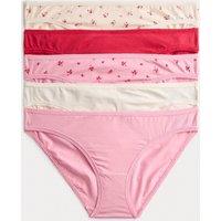 M&S 5pk Cotton Lycra Bikini Knickers Pink Mix