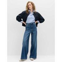 M&S High Waisted Wide Leg Jeans Medium Indigo