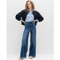 M&S High Waisted Wide Leg Jeans Medium Indigo