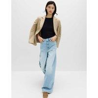 M&S High Waisted Wide Leg Jeans Light Indigo