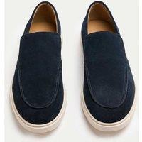 Autograph Wide Fit Suede White Sole Slip On Loafers Dark Navy