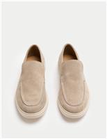 Wide Fit Suede White Sole Slip On Loafers