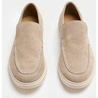 Autograph Wide Fit Suede White Sole Slip On Loafers Stone