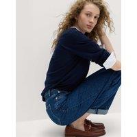 M&S Boyfriend Mid Rise Ankle Grazer Jeans Dark Indigo