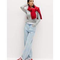 M&S Boyfriend Mid Rise Ankle Grazer Jeans Light Indigo