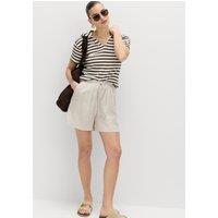 M&S Linen Rich High Waisted Shorts Oatmeal