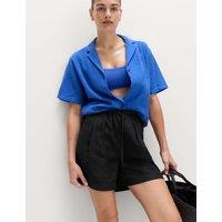 M&S Linen Rich High Waisted Shorts Black