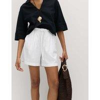 M&S Linen Rich High Waisted Shorts White