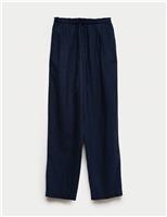 Linen Rich Elasticated Waist Tapered Trousers