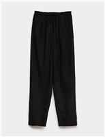Linen Rich Elasticated Waist Tapered Trousers