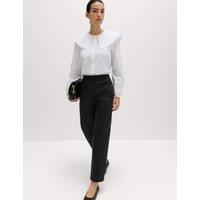 M&S Pure Cotton Elasticated Waist Carrot Leg Trousers Black