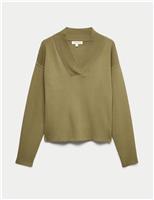 Ribbed Cropped V-Neck Jumper