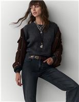 Knitted Scallop Sleeve Trim Jumper