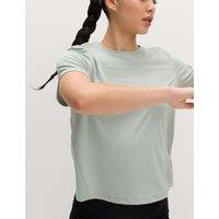Goodmove Crew Neck Mesh Panel Relaxed T-Shirt Soft Green