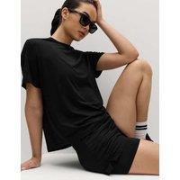 Goodmove Crew Neck Mesh Panel Relaxed T-Shirt Black