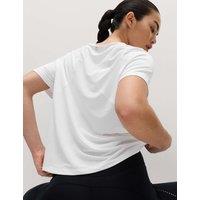 Goodmove Crew Neck Mesh Panel Relaxed T-Shirt White