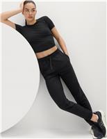 Cotton Rich Cuffed High Waisted Tapered Joggers