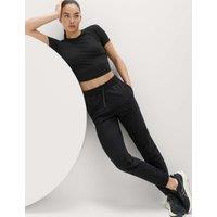 Goodmove Cotton Rich Cuffed High Waisted Tapered Joggers Black