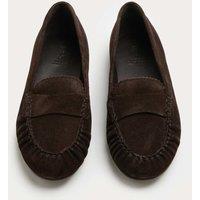 M&S Suede Flat Loafer Pumps Brown
