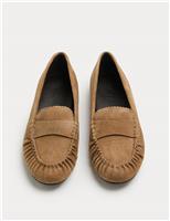 M&S Suede Flat Loafer Pumps Brown