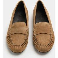 M&S Suede Flat Loafer Pumps Taupe