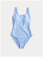 Tummy Control Textured Padded Scoop Back Swimsuit