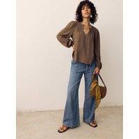 Per Una Denim Pintuck Wide Leg Jeans Medium Indigo