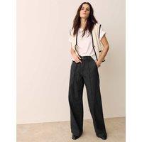 Per Una Denim Pintuck Wide Leg Jeans Black