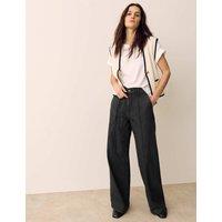 Per Una Denim Pintuck Wide Leg Jeans Black