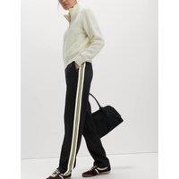 M&S Cotton Rich Retro Side Stripe Joggers Black