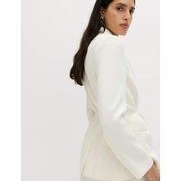 M&S Tie Belted Blazer with Linen Ivory