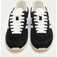 M&S Suede Side Stripe Retro Trainers Black