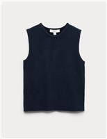Crew Neck Knitted Vest with Cotton