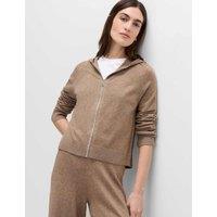 M&S Knitted Zip Up Cropped Hoodie Hazelnut