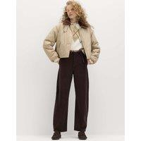 M&S Pure Cotton Crease Front Barrel Leg Trousers Bitter Chocolate