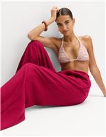 M&S Linen Rich Drawstring Wide Leg Trousers Brown