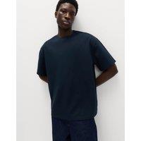 M&S The Ultimate Oversized Cotton Blend T-Shirt Navy