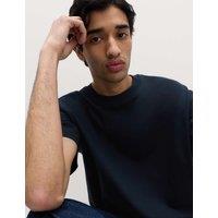 M&S Pure Cotton Oversized Midweight T-Shirt Navy