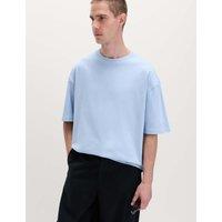 M&S Pure Cotton Oversized Midweight T-Shirt Powder Blue