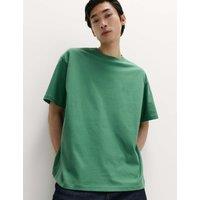 M&S Pure Cotton Oversized Midweight T-Shirt Emerald