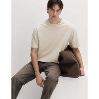 M&S Pure Cotton Oversized Midweight T-Shirt Ecru